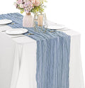 Dusty Blue 10FT Cheesecloth Table Runner Boho Gauze Fabric Table Runner Rustic Sheer Runner for Wedding Bridal Baby Shower Birthday Party Boho Table Decor（1 Pack Dusty Blue） by JALANCY