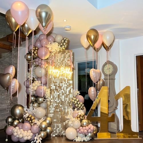 White Pink Gold Balloons Set, 12 Inch Double Stuffed Pearl White Sand Blush Pale Light Pink Apricot Champagne Gold Helium Balloon for Fairy Birthday Wedding Easter Baby Bridal Shower Party Decorations - Image 5