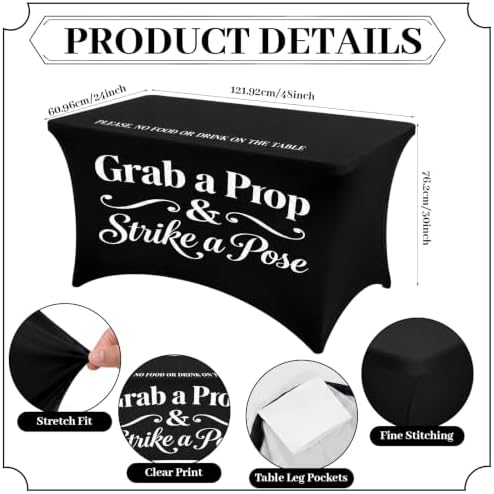 4ft Photo Booth Tablecloth Black Stretch Spandex Table Cover - Image 2