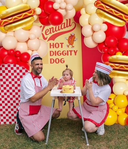 Cute Hot Dog Balloon Garland Arch Kit，151PCS Red and Yellow Balloons, Creative Theme for Baby Shower Gender Reveal Boy Girl Birthday Party Decorations - Image 7