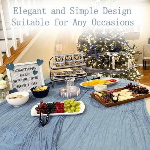 6 Pack Dusty Blue Cheesecloth Table Runner 20 x 120 inch Gauze Table Runners 10 FT Long,Semi Sheer Boho Cheese Cloth Fabric Table Runner Bulk for Wedding,Party,Baby Shower,Bridal Shower Decoration - Image 4