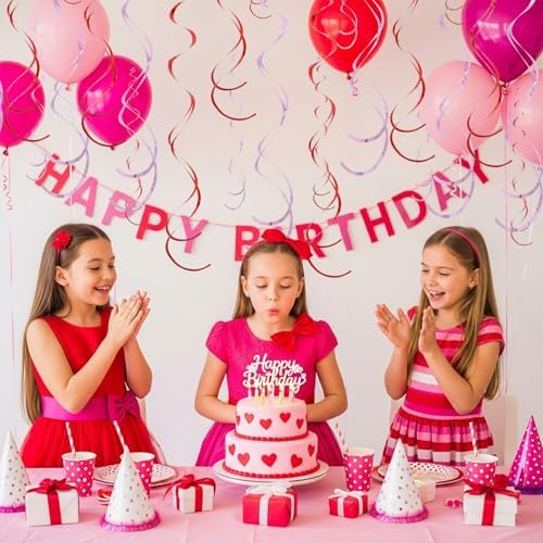 BEISHIDA 20Pcs Red Pink Hanging Swirls Valentine Girl Birthday Decorations - Image 6