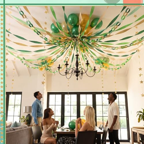 Frienda Paper Chain Strips Streamers Garland Set,Green,Colorful - Image 6