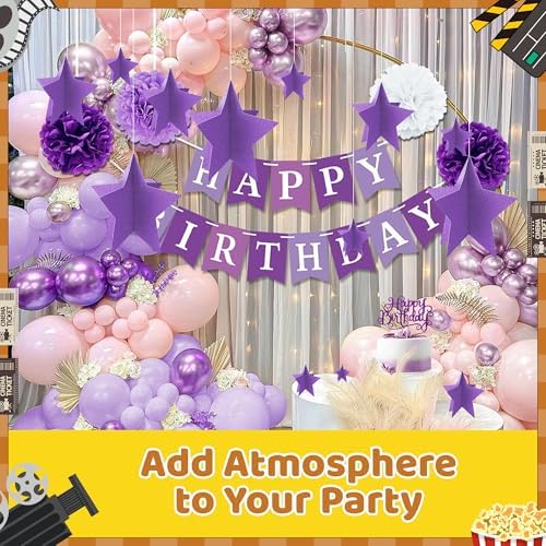 70 Pcs Star Centerpieces Purple Birthday Decorations for Women Girls Men 3D Glitter Star Party Decoration Princess Birthday Table Decor Party Supplies for Graduation Engagement Baby Shower - Image 4