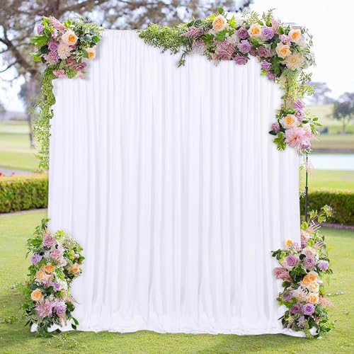 MEETSKY White Backdrop Curtains,Photo Birthday Backdrop,5ft x 10ft,2 Panels by MEETSKY