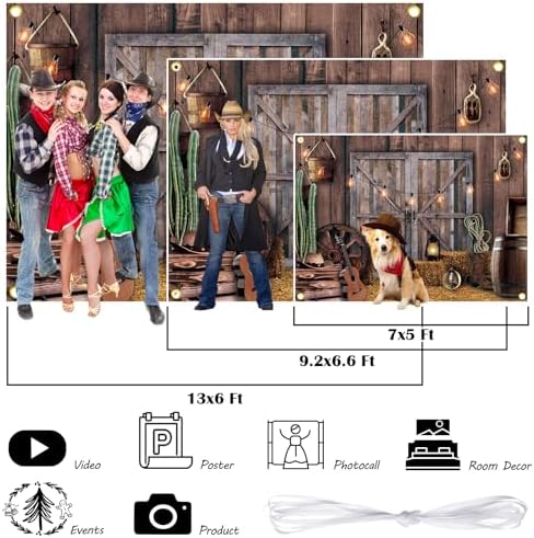 Moukeren 13 x 6 ft Western Party Backdrop Wild West Cowboy Rodeo Decoration - Image 6