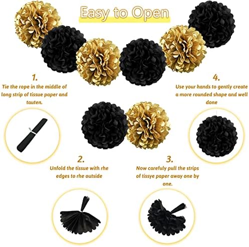 Birthday Decorations for Men, Black and Gold Party Decorations Happy Birthday Banner for Boys Men 40th 50th 60th 70th 80th 90th Party Supplies - Image 5
