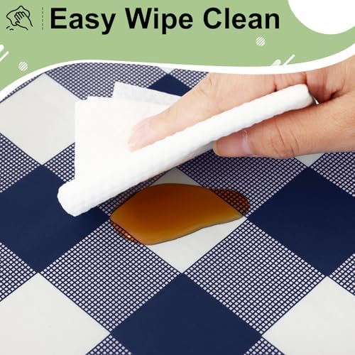misaya 12 Packs Navy White Buffalo Gingham Plastic Disposable Table Cloth - Image 5