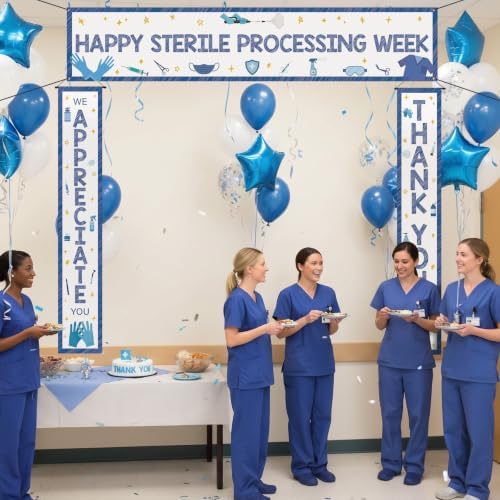 SmoothNovelty 3 Pcs Blue Sterile Processing Week Banner Blue - Image 4