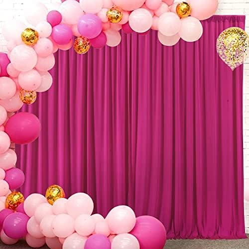 AK TRADING CO. 10 feet x 10 feet Polyester Backdrop Drapes Curtains Panels with Rod Pockets - Wedding Ceremony Party Home Window Decorations - Fuchsia - Image 3