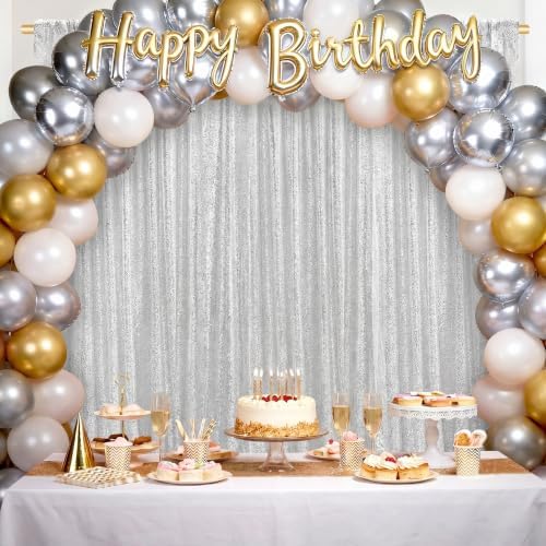 Silver Sequin Backdrop Curtains-2 Panels 3FTx8FT Silver Backdrop for Wedding, Glitter Party Decorations Background Drapes for Birthday Party Anniversary Graduation Photo Booth Decor - Image 4