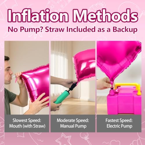 NISOCY 36PCS Hot Pink and Rose Square Foil Balloons Wall Backdrop - Image 4