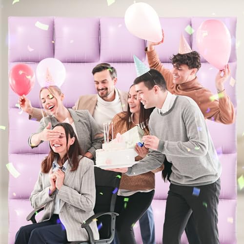 NISOCY 25PCS Matte Pastel Purple Square Foil Balloons Wall Backdrop - Image 5