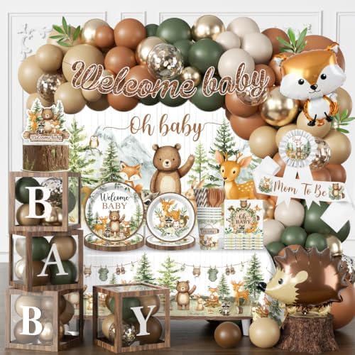 265PCS Woodland Baby Shower Decorations Gender Neutral Serves 25 by Unknown
