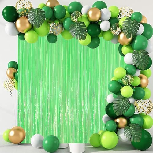 Voircoloria Pastel Green Foil Fringe Backdrop Curtains,3.3x8.2ft, 3 Pack - Image 7