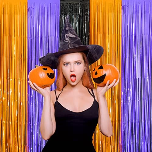 LOLStar Halloween Orange Purple Black Foil Fringe Curtains 5 Pack - Image 5