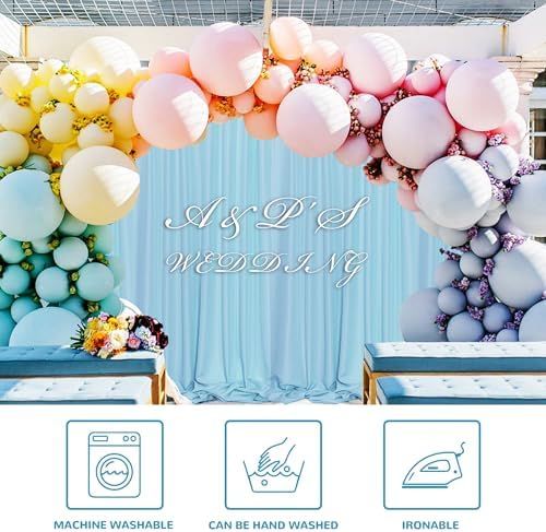 MEETSKY Blue Backdrop Curtains,Birthday Backdrop Drapes,5ft x 8ft,2 Panels - Image 3