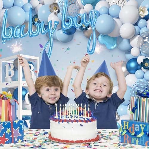Amandir 137pcs Baby Blue Balloons Baby Shower Decorations for Boy - Image 5