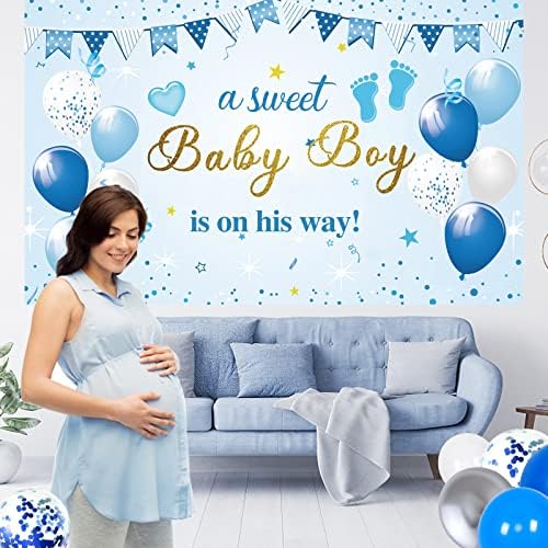 Baby Shower Decorations for Boy, Blue Baby Party Decor Kit with Balloons Boxes, Blue Balloon Garland Backdrop Banner and Tablecloth and Baby Shower Sash, Baby Boy Shower Decorations - Image 4