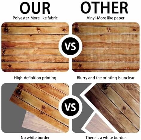6x6FT Polyester Wood Wall Photography Backdrop Rustic Natural Wooden Board Photo Background Banner Birthday Party Wedding Baby Shower Cake Table Decor Studio Booth Prop Supplies - Image 2