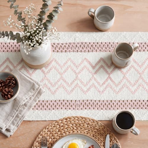 Artoid Mode Pink Stripe Diamond Woven Table Runner 12x72 Inch - Image 3