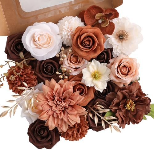 Floweroyal Artificial Flowers Fake Rose Flowers Dahlia with Stems for DIY Wedding Bridal Bouquets, Baby Shower, Floral Arrangement, Table Centerpieces, Home Decorations by FloweroyalCrafts