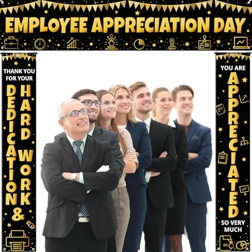 Smoothnovelty 3 Pcs Gold Employee Appreciation Day Banner - Image 4
