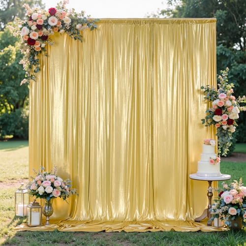 30x10FT Gold Sequin Backdrop Curtain for Party - 6 Panels 5x10FT Wrinkle-Free Shimmer Drapes for Birthday, Wedding, Christmas, Decorations & Photography by Unknown