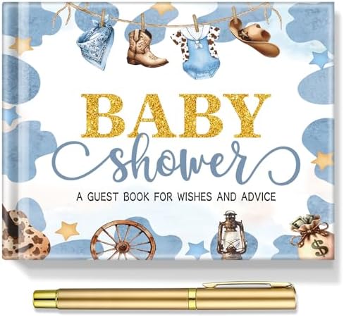 Fuyoooo 27 Pcs Western Cowboy Baby Shower Guest Book with Sonogram Page by Liraitoya
