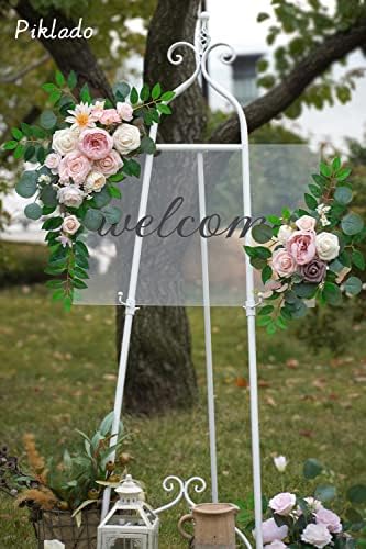 Faux Flower Swag Set of 2 for Wedding Welcome Signs Floral Swag Wedding Reception Ceremony Signs Decor (Pink) - Image 4