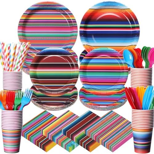 450 Pcs Mexico Fiesta Tableware Set, Serve 50, Multicolor by Unknown