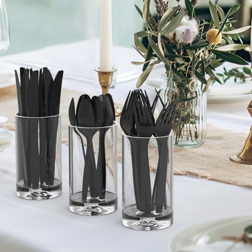 Dealusy 360 Count Extra Heavy Duty Black Plastic Forks Disposable - Image 7