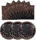 Black Rose Gold Paper Plates and Napkins Party Supplies for Birthdays 50Pcs by CENLBJ