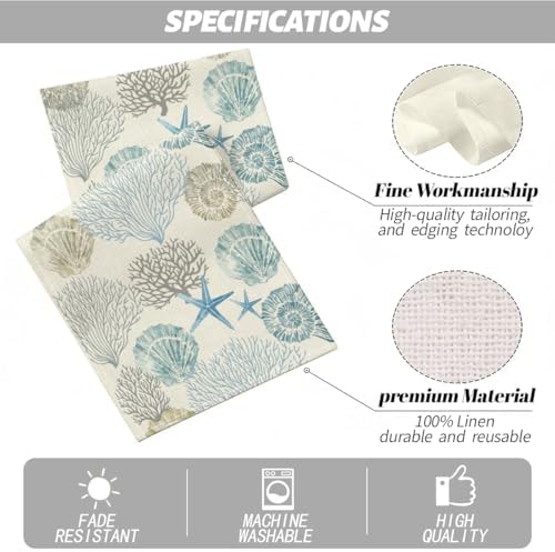 Coastal Decor Runner Linen Blue Teal Summer Beach Nautical Table Runners - Image 2