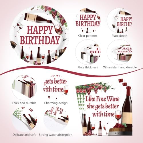 170 Pcs Aging Like Fine Wine Birthday Party Supplies Serves 24 - Image 3