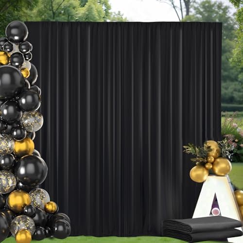 Black Backdrop Curtain, 10x10ft, 5x10ft 2 Panels by Linhedai