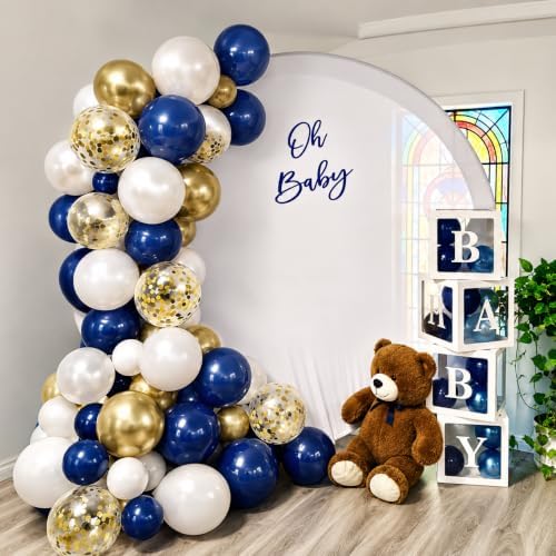 Navy Blue Gold White Balloon Arch Kit 129 Pcs Double Stuffed - Image 5