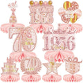 9 Pcs 70th Birthday Decoration for Women 1956 Pink Table Honeycomb Decor by MDCGFOD