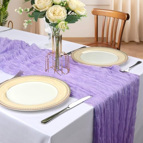 6 Pack 10Ft Lavender Purple Cheesecloth Table Runner 23 x 120 Inch - Image 2