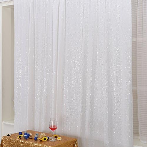 Poise3EHome White Sequin Backdrop, 10Ft x 10Ft Glitter Photography Background Curtains, Sequence Drapes for Party Baby Shower Wedding Birthday Christmas Thanksgiving Halloween Decoration - Image 3