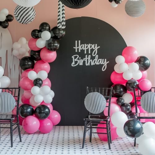 Pink Black Balloons, 50 Pcs Hot Pink for Girls Women Birthday Party Decor - Image 6