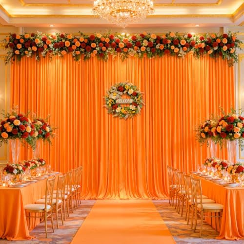 20x12ft Orange Purple Backdrop Curtain Panels for Parties - Wrinkle Free Polyester Photo Curtain Backdrop Wedding Back Drop Fabric Drapes for Party Decorations Background for Photography - Image 2