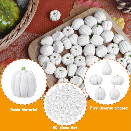 winemana 80Pcs Mini Pumpkins for Crafts, Fall Decorations for Home, White - Image 6