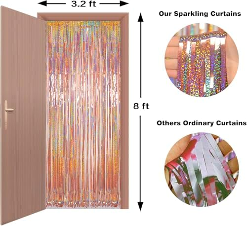Rose Gold Fringe Curtain Backdrop 3 Pack, 3.2 x 8.2 FT Decorations - Image 5