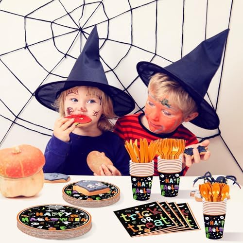 175 Pcs Happy Halloween Plates Napkins Cups Cutlery Tableware Decorations - Image 5