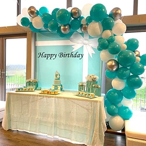 Teal Blue Silver Balloons, 50Pcs 12Inch Teal and Silver Balloons Turquoise Blue White Silver Confetti Latex Balloons for Birthday Baby Shower Party Decorations - Image 5