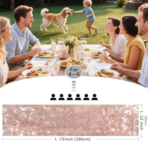 10 Packs 12 x 72 inches Rose Gold Sequin Table Runner - Image 4