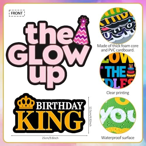 Beeveer 24 Pcs Birthday Photo Booth Props Single Sided 9" Photo Booth Props - Image 2