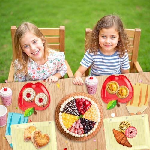 Apple Paper Plates with Napkins, Back to School Party Set, Serves 50 - Image 2