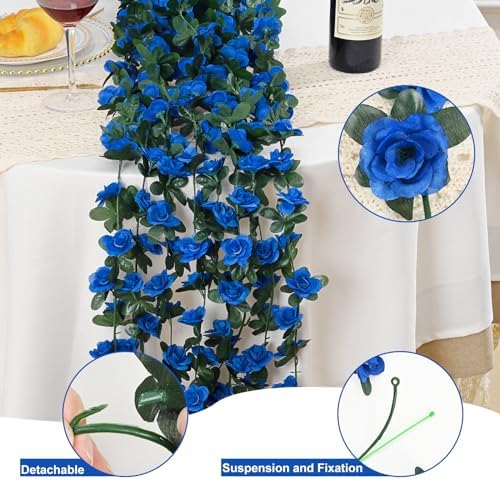8 Pcs 66Ft Flower Garland Rose Vines, Sapphire Floral Garland Flower Vines - Image 4